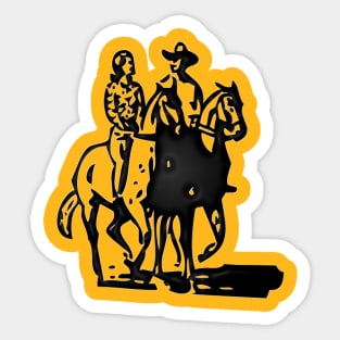 Western Era - Cowboy and Cowgirl on Horseback Sticker